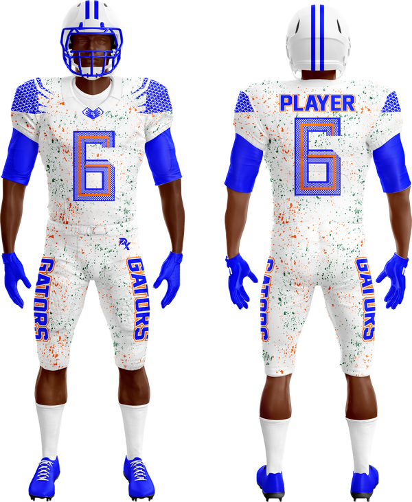 American Football Blue Orange accents on a white