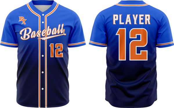 Blue baseball jersey with 'Player' and number '12' on a white background